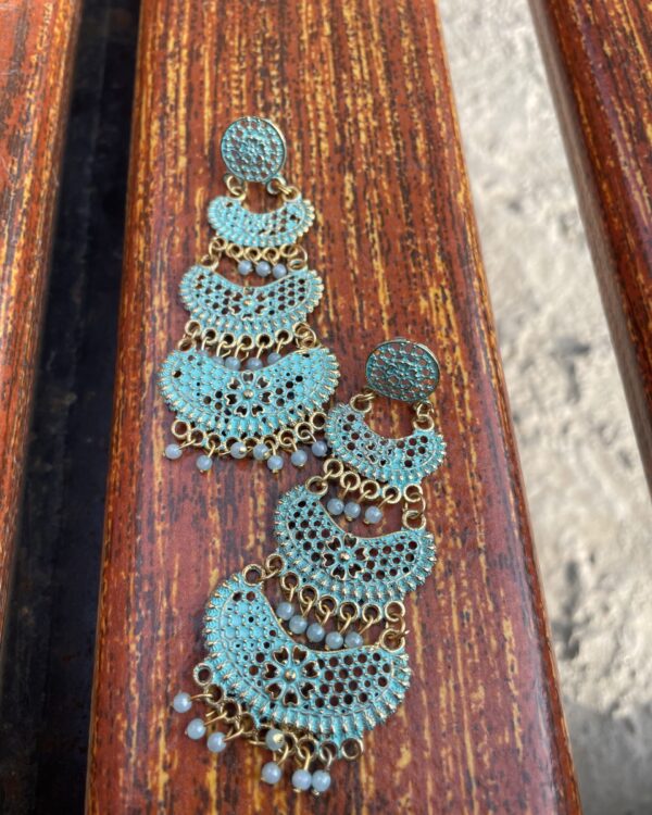 Turquoise net earrings