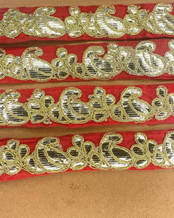 Tomato red gota patti lace