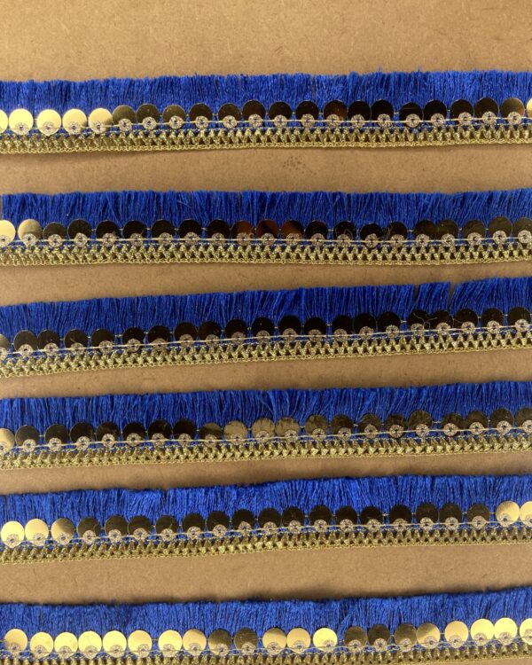 Blue thread golden patti lace