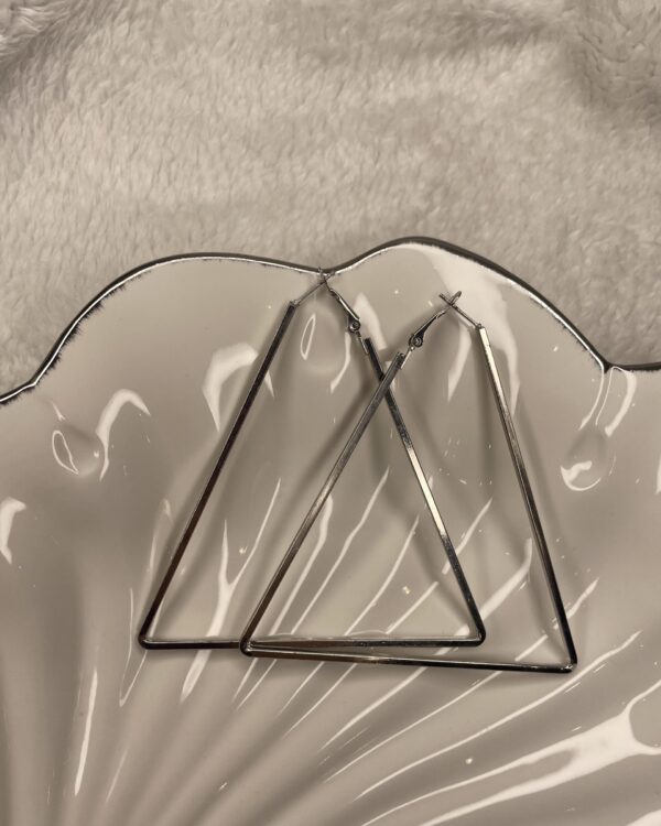 Silver-toned large triangular danglers