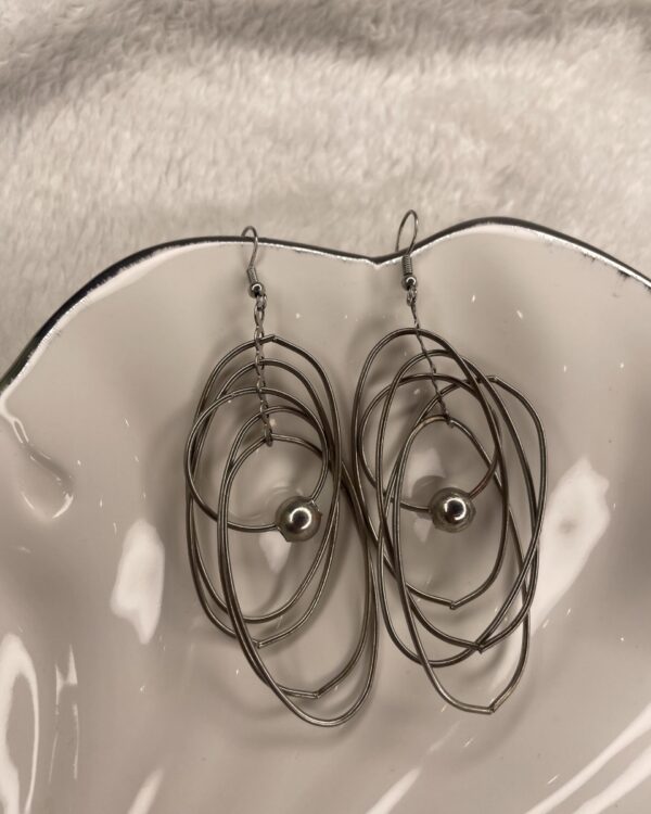 Silver-toned oval earrings
