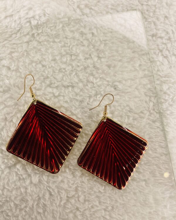Metal red earrings