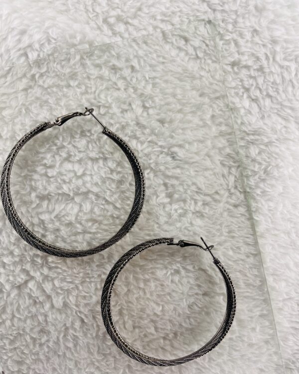 Charcoal silver-toned hoops