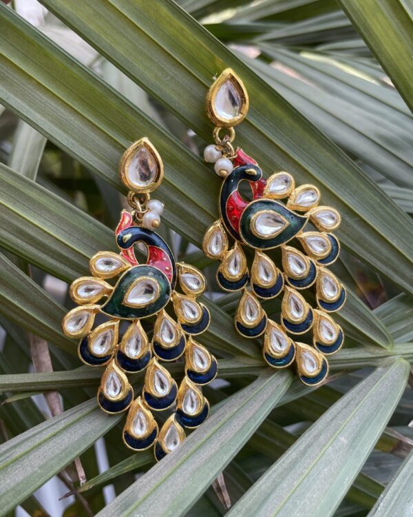 Kundan Meenakari Peacock earrings