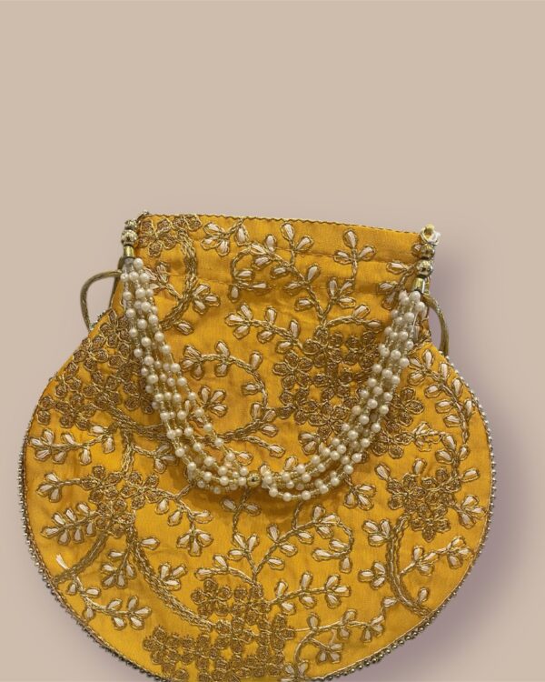 Embroidered Potli with Pearl hanging