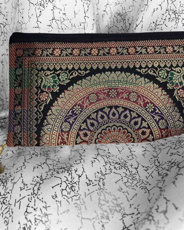 Black banarsi wristlet