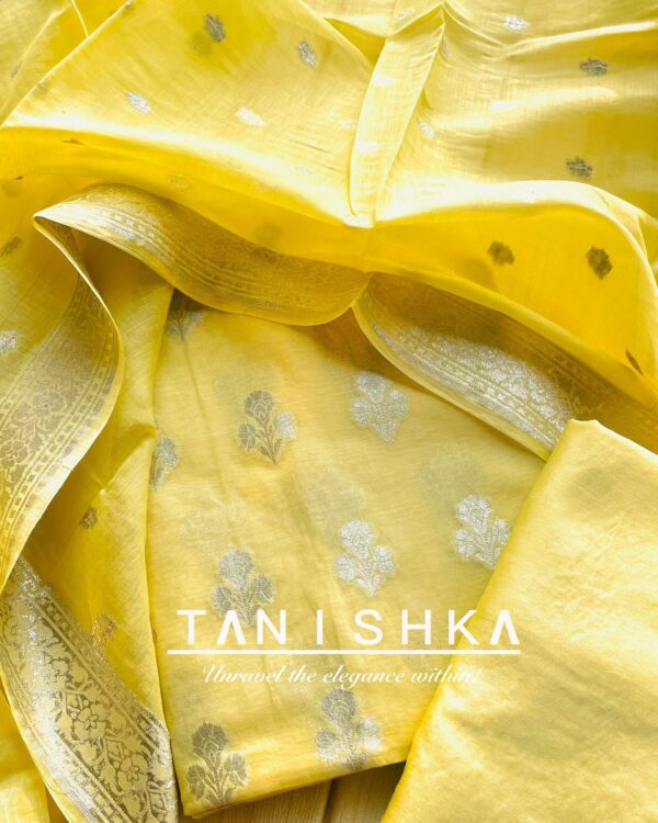 Cotton Chanderi Banarsi Suit with Silver Zari Work