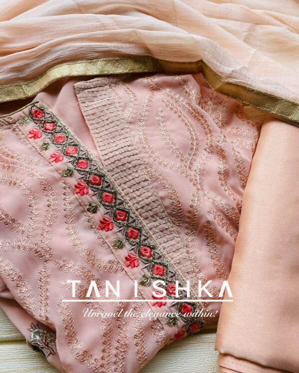 Chiffon Embroidered Suit