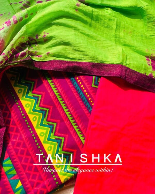 Cotton Suit with Embroidered Border