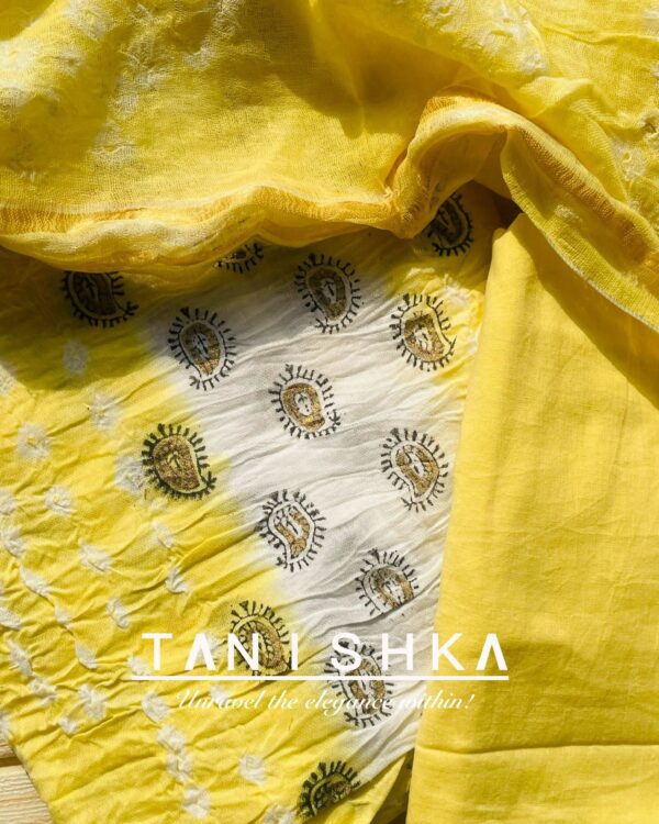 Bandhej Suit with Carry Print