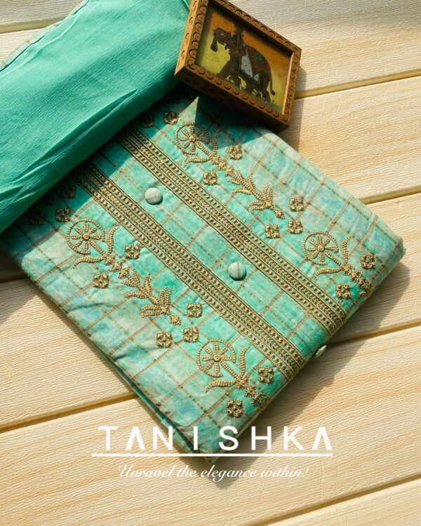 Cotton Suit with Embroidery & Chiffon Dupatta