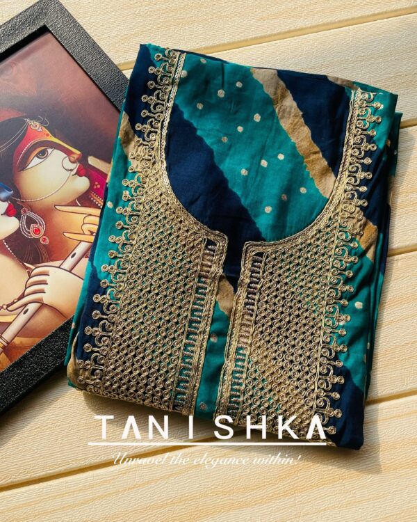 Muslin Suit with Golden Zari Work