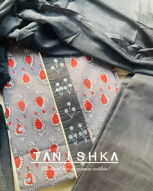 Cotton Suit with Mirrorpatti