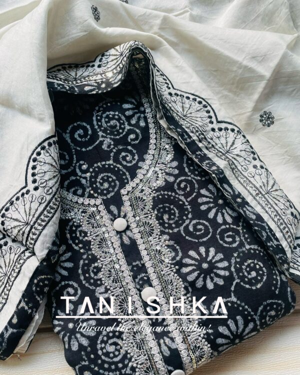 Cotton Rayon Suit with SIlver Embroidery