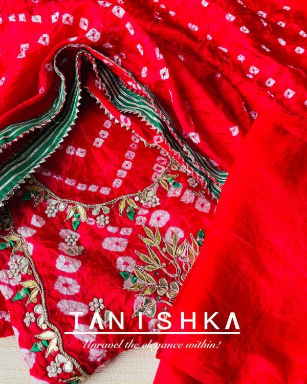 Bandhani Silk Suit with Gadchola Print