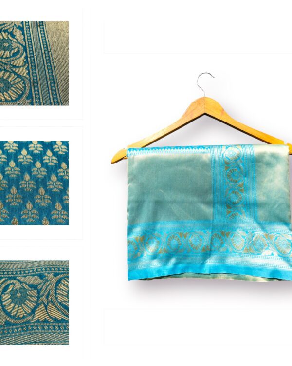 Semi-Banarsi Silk Saree (Cyan)