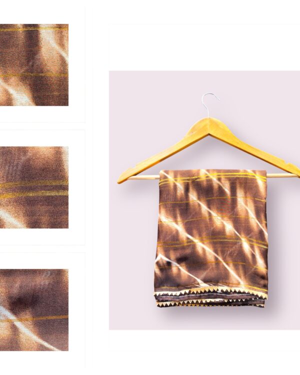 Brown Georgette Zigzag Saree