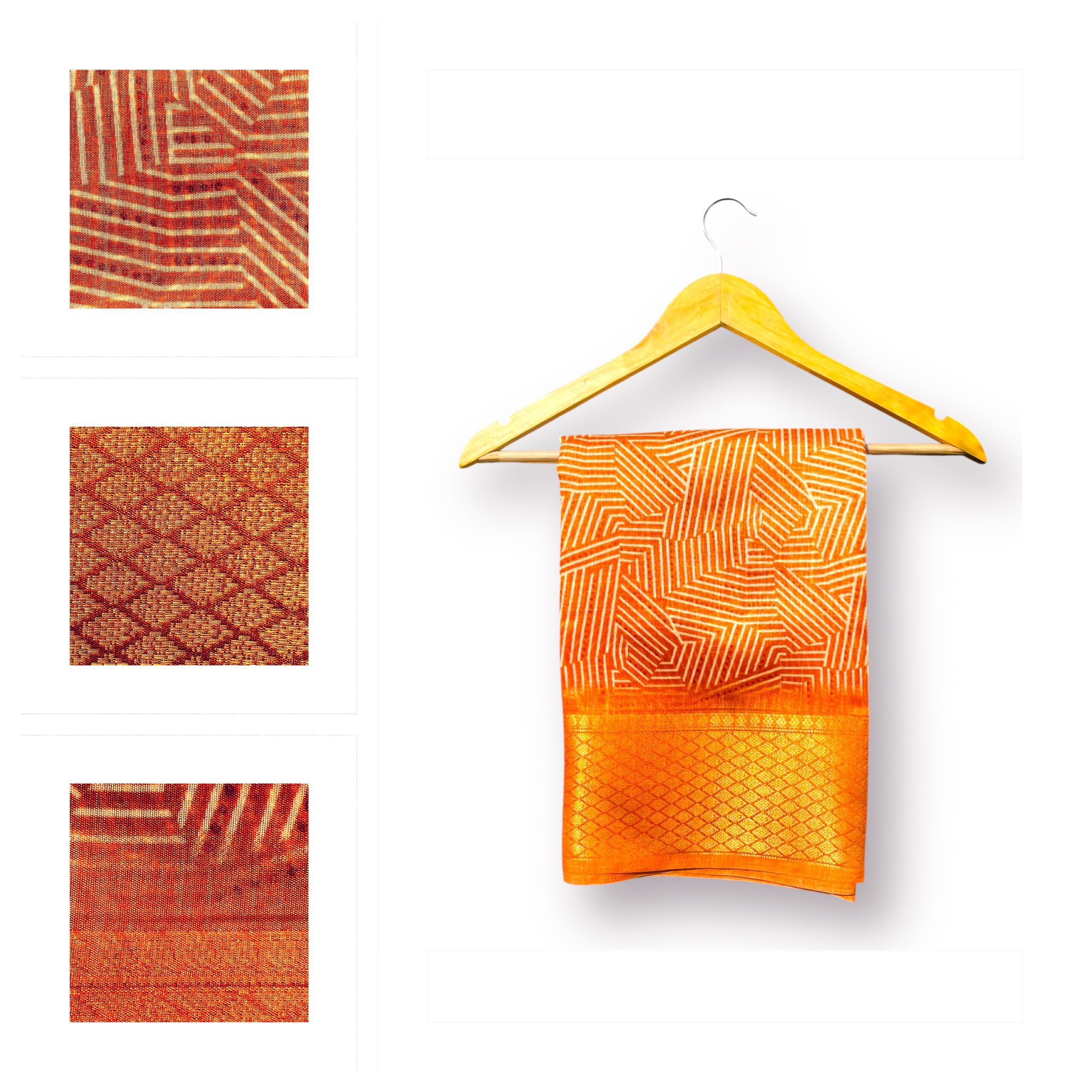 Cadmium Orange Art Silk Saree