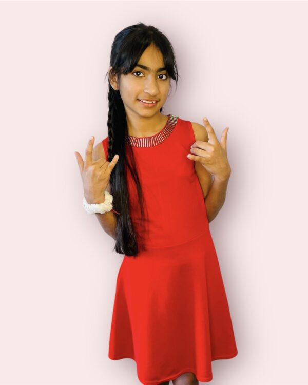 Party wear Frock with Neckline beads